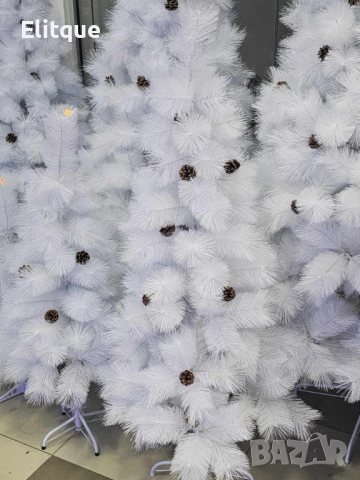 Коледна Снежно бяла или зелена елха с шишарки + пласмасова стойка  ТОП ПРЕДЛОЖЕНИЕ, снимка 9 - Други стоки за дома - 52905281