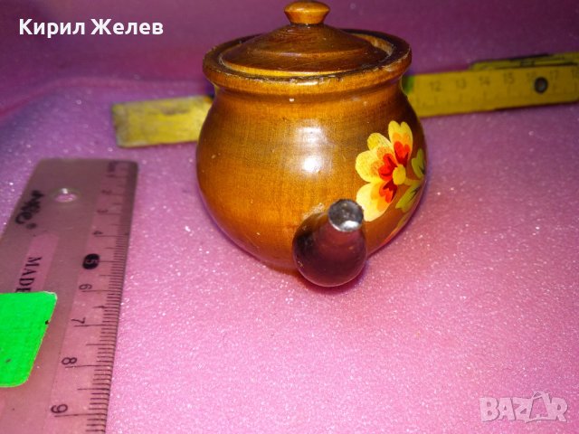 МИНИАТЮРНО ДЕКОРАТИВНО РЪЧНО РИСУВАНО ДЪРВЕНО ЧАЙНИЧЕ За КОЛЕКЦИЯ ИНТЕРИОР 42866, снимка 6 - Декорация за дома - 44301133