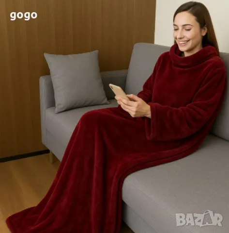 Плюшено одеяло с ръкави XXL – 145 х 195 см, снимка 2 - Други стоки за дома - 50399595