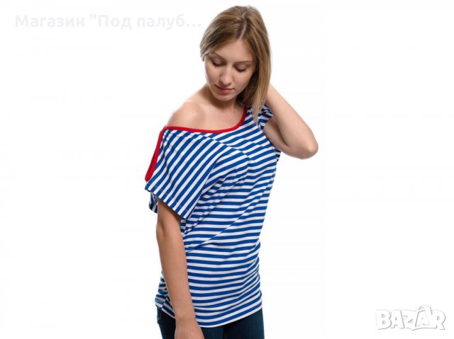 РАЗПРОДАЖБА!!! Нова дамска ефектна моряшка блуза-туника на райе, снимка 2 - Тениски - 30313636