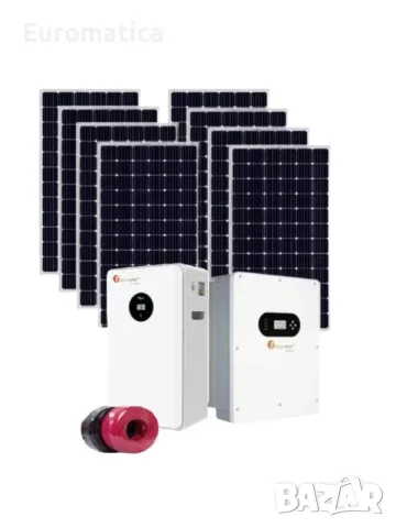 Автономна соларна система 10 kW + инвертор Felicity 10 kw + 5.12 kwh литиева батерия - Трифазна