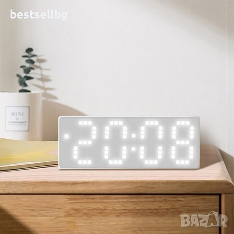 Светещ в тъмното настолен дигитален часовник електронен с термометър, снимка 4 - Други - 42821896