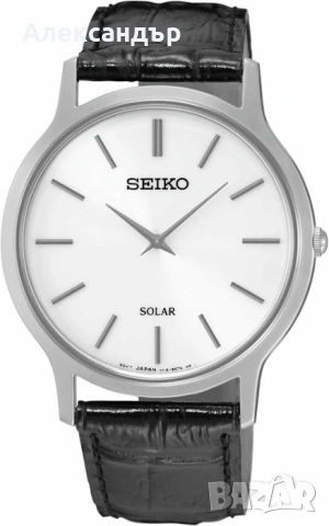 Нов часовник Seiko Solar SUP873P1 от неръждаема стомана с кожена каишка, снимка 2 - Мъжки - 54175344