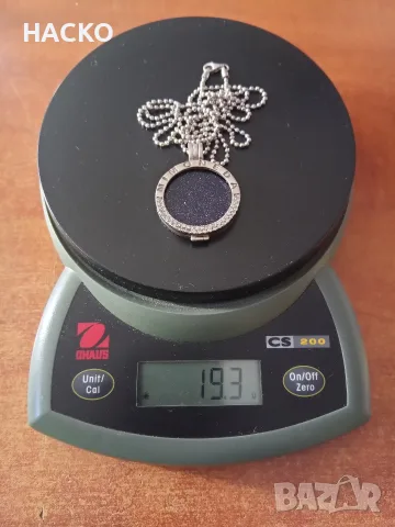 Сребърен Медальон Mimoneda 925 С Син Пясъчен Камък + Синджир 925, снимка 2 - Колиета, медальони, синджири - 55788389