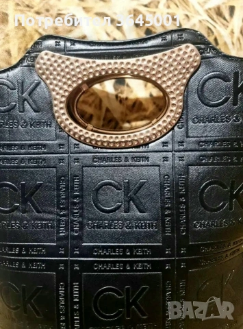 Екстравагантна дълбока черна дамска чанта от изкуствена кожа,с инициали. НОВА , снимка 3 - Чанти - 52978632