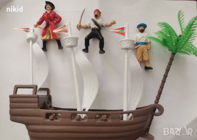 Сет Пират пирати пиратско парти кораб палма пластмасови фигурки играчки украса за торта декор топери