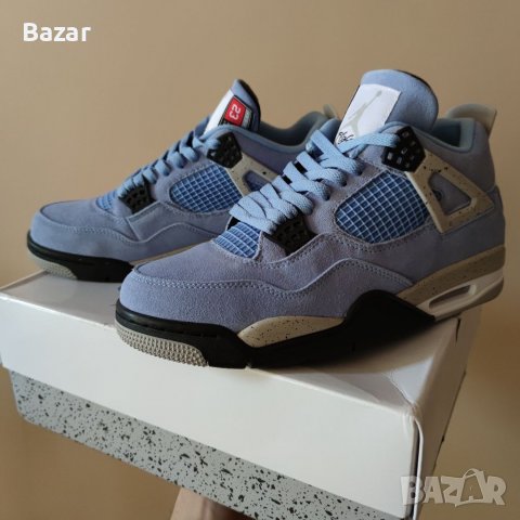 Нови Мъжки Обувки Nike Air Jordan Retro 4 UNC University Blue Сини Кецове Маратонки Размер 43, снимка 7 - Други - 39632515