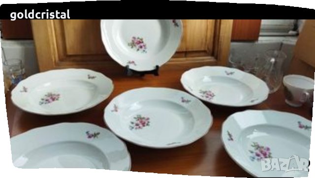 Стар български порцелан чинии плитки и дълбоки, снимка 6 - Антикварни и старинни предмети - 36920559