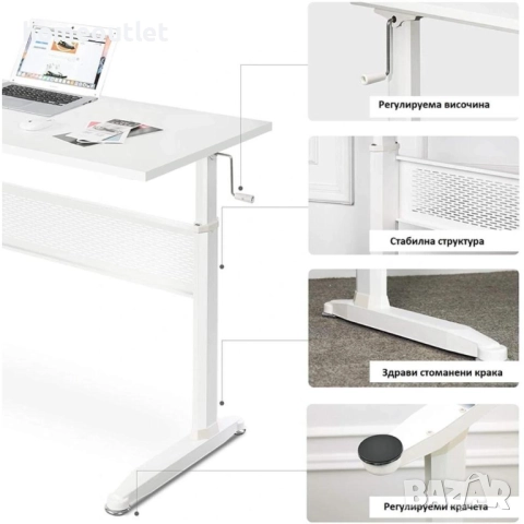 Регулируемо офис бюро DEVISE (ASJZ013WH/D10723218), снимка 3 - Бюра - 52476102