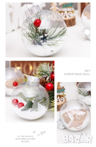 Комплект прозрачни коледни топки за украса - 16 броя в комплект, снимка 7 - Други стоки за дома - 52087153