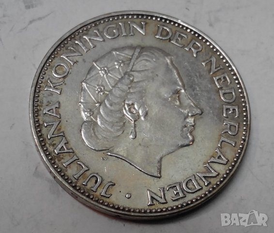 Сребърна монета 2,5 гулдена 1961 г. Холандия, снимка 4 - Нумизматика и бонистика - 30209582