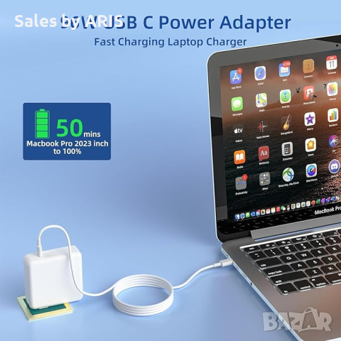 Зарядно за MacBook Pro и MacBook Air, включващ USB-C към USB-C кабел, снимка 6 - Кабели и адаптери - 44656603