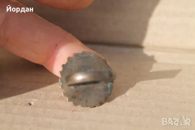 Сребърен възрождеснки пръстен с живачна позлата, снимка 2 - Антикварни и старинни предмети - 49483776