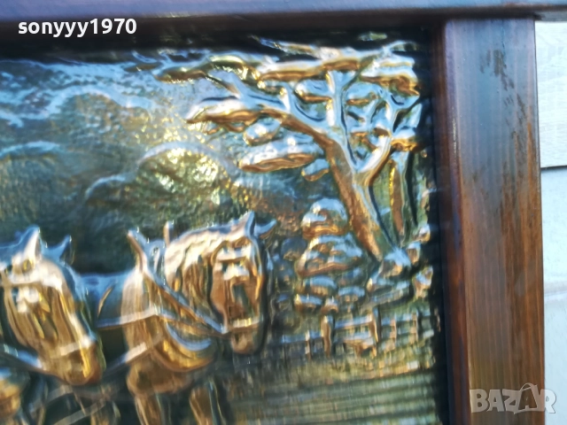 КАРТИНА-54Х40СМ-КОНЕ/ОРАН 1010251635, снимка 7 - Антикварни и старинни предмети - 52010720