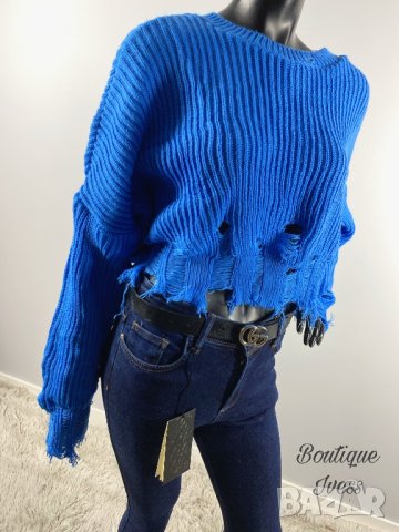 Дамски накъсан къс пуловер 5 цвята , снимка 9 - Блузи с дълъг ръкав и пуловери - 38669424