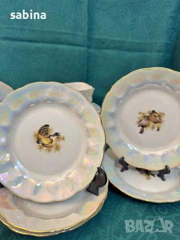 Руски порцелан-нов рядък сервиз Птици, Коростен, СССР, снимка 5 - Сервизи - 54089690