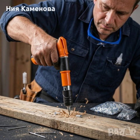 Професионален пистолет за забиване на пирони + 50 броя пирона, снимка 2 - Други инструменти - 54057432