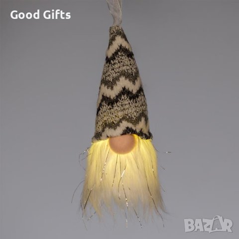 LED Светещ коледен гном, 15см