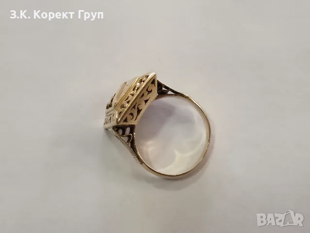 Златен пръстен 14К "Й" / 8,14 гр., снимка 4 - Пръстени - 56084098