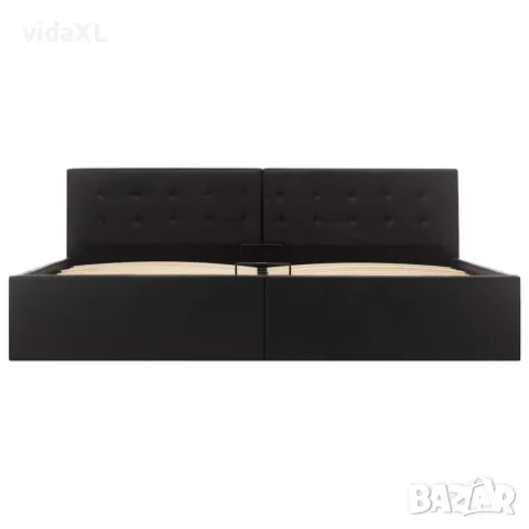 vidaXL Легло с повдигащ механизъм, черно, изкуствена кожа, 180x200 cм, снимка 5 - Спални и легла - 56146478