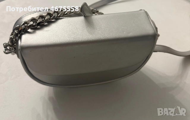 Кожена сребриста чанта Zarena, снимка 5 - Чанти - 52752214