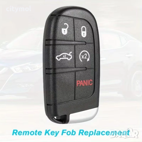 Кутийка за ключ с 5 бутона и острие за Jeep, CHRYSLER, DODGE, FIAT – смарт ключ, снимка 6 - Аксесоари и консумативи - 53178008