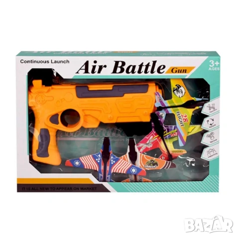 Пистолет изстрелвачка на самолети с 4 самолета играчка, снимка 2 - Влакчета, самолети, хеликоптери - 54100406
