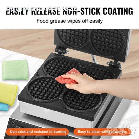 Професионална машина за кръгли белгийски вафли, снимка 3 - Друго търговско оборудване - 54319403