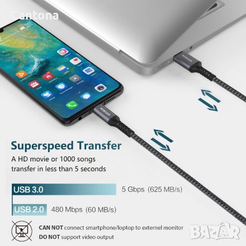 Nimaso USB 3.0 към USB Type C, 3.0 A кабел за бързо зареждане -100 см, снимка 2 - USB кабели - 40198555