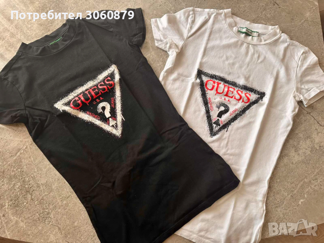  Оригинални дамски тениски в черно и бяло Guess, снимка 1 - Тениски - 44568120