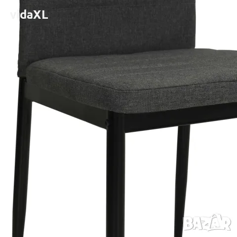 vidaXL Трапезни столове, 4 бр, сиви, масивно дърво каучук и текстил, снимка 5 - Столове - 56146431