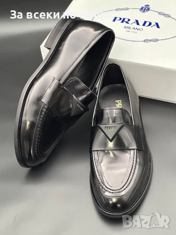 Prada Мъжки Черни Мокасини Прада Код E541, снимка 3 - Мокасини - 50803528