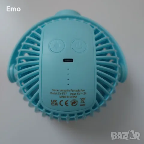Мини преносим вентилатор, въртящ се  на 360 градуса, 4 скорости, 8000 mAh, USB зареждане, светещ, снимка 2 - Вентилатори - 56074711
