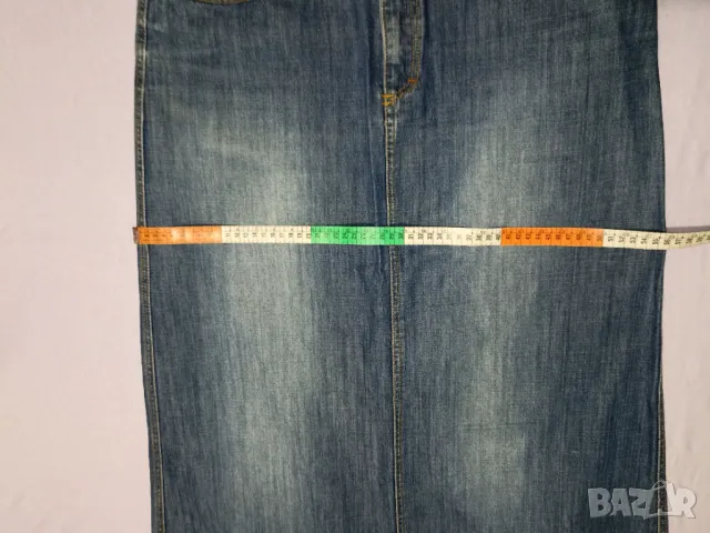 Дълга дънкова права пола с цепка отзад L, снимка 5 - Поли - 48449566