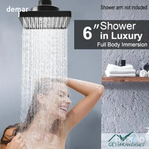 Квадратна душ пита GETSHOWERSET с филтър, около 15 см, матовочерна, снимка 7 - Други стоки за дома - 56011774