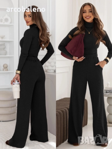 Дамски комплект от блуза и панталон с поло яка в райета Carolann, 4цвята , снимка 9 - Комплекти - 51896289