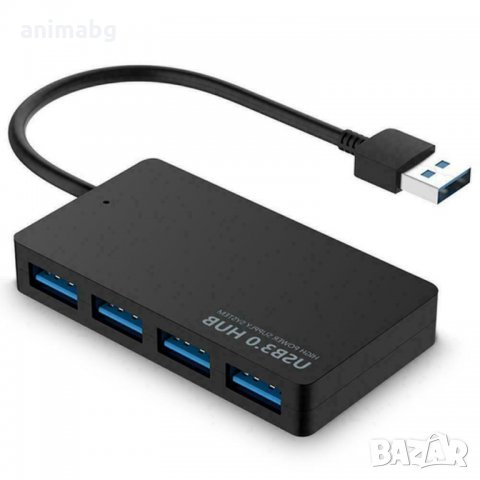 ANIMABG 4 Port USB Хъб 3.0 Hub 5Gbps Portable Compact, снимка 3 - Други - 32189145