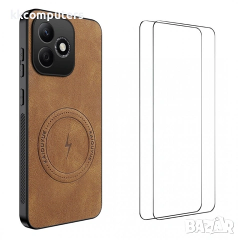 WANLONFENG SD Магнитен Калъф за Honor 600 Lite 5G - PC+TPU, Nappa текстура, 2 стъкла, 4 цвята, снимка 4 - Калъфи, кейсове - 54226445