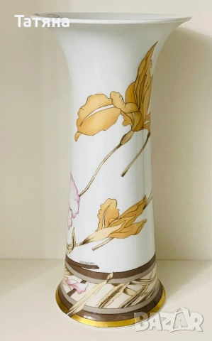 Немска порцеланова ваза от HUTSCHENREUTHER AND LEONARD, 28 см, снимка 2 - Вази - 53145458