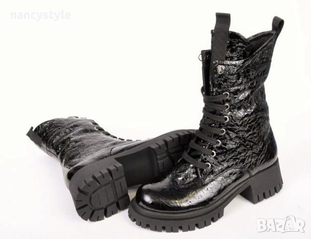 ЗИМА '25'26! Високи дамски боти от естествен намачкан лак, снимка 4 - Дамски боти - 52289634