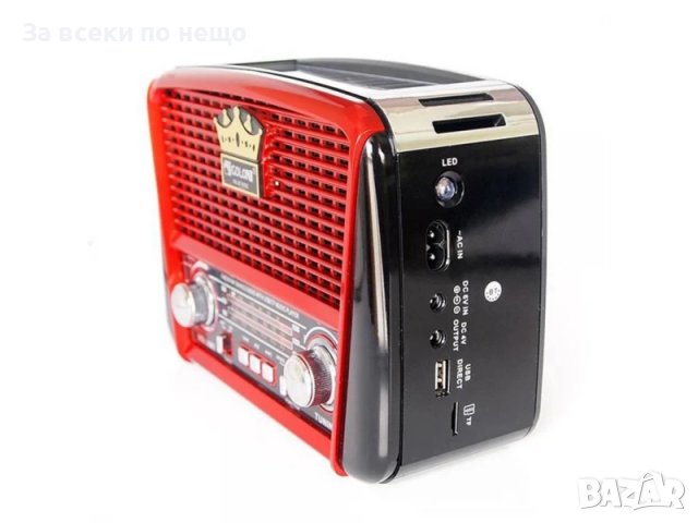 Соларно ретро радио Golon RX-BT455S с Bluetooth и фенер, снимка 2 - Радиокасетофони, транзистори - 39312237