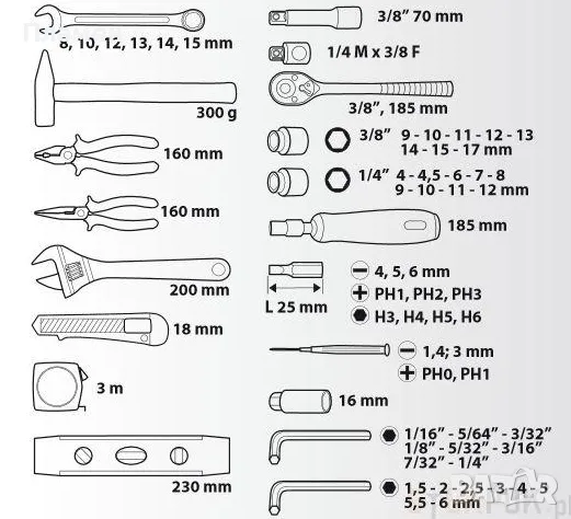 Комплект куфар ръчни инструменти 135 части Topex, снимка 5 - Куфари с инструменти - 47369388