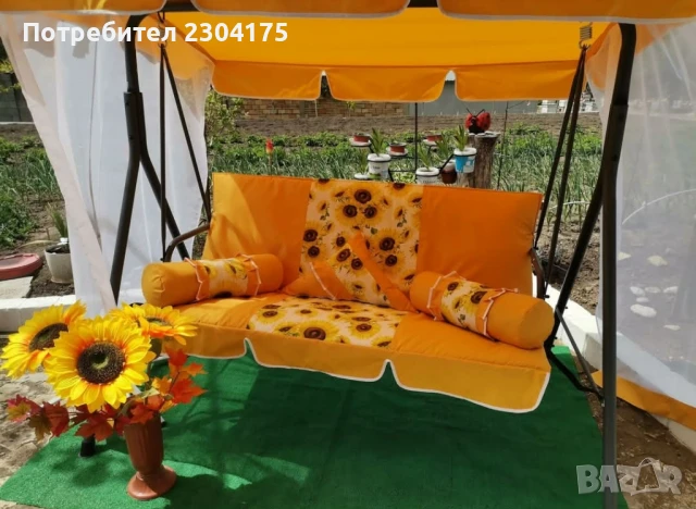 Сезонно намаление:Комплект тапицерия за градинска люлка -сенник и седалка с облегалка мека част., снимка 2 - Градински мебели, декорация  - 51100754