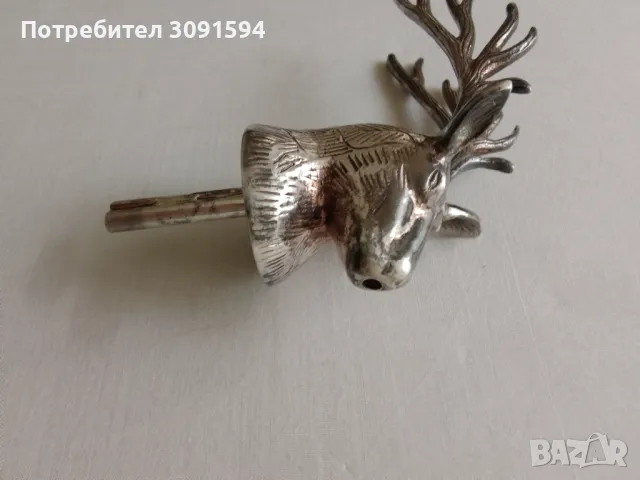 Винтидж тапа,запушалка  рядка кралска глава на елен~ Посребърна за наливане на вино/уиски , снимка 3 - Антикварни и старинни предмети - 49639305