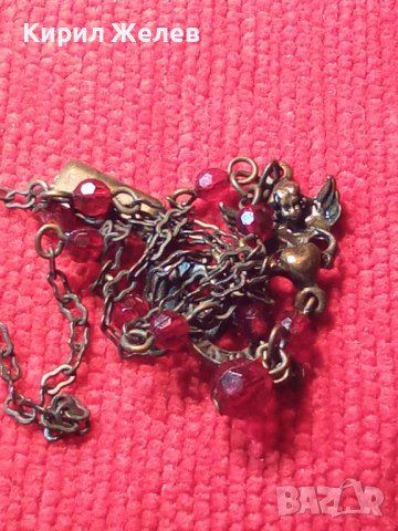 PILGRIM МАРКОВО СКЪПОЦЕННО БРОНЗОВО АРТ ДЕКО КОЛИЕ с ФАСЕТИРАН ГРАНАТ и ФИГУРАЛЕН МЕДАЛЬОН ФЕЯ 27919, снимка 2 - Колиета, медальони, синджири - 37095076