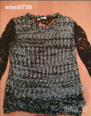 Блуза плетиво с дантелени ръкави, снимка 1 - Блузи с дълъг ръкав и пуловери - 31930899