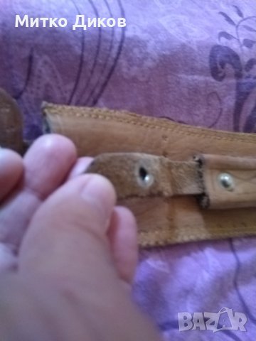 Ловен нож голям  с нов калъф естествена кожа 320х190мм дървена дръжка бряст с точило, снимка 8 - Ножове - 38518181