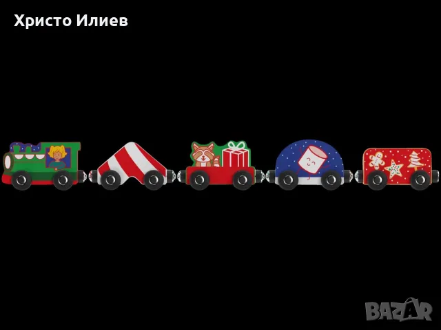 Дървено влакче с вагони за железница дървени релси, снимка 3 - Влакчета, самолети, хеликоптери - 55720234