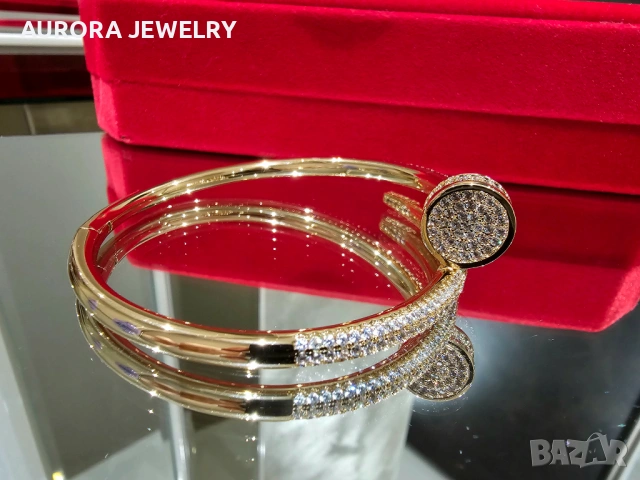 CARTIER Nail Juste un Clou Rose Gold Large Paved Diamonds Гривна Пирон, снимка 3 - Гривни - 53007382