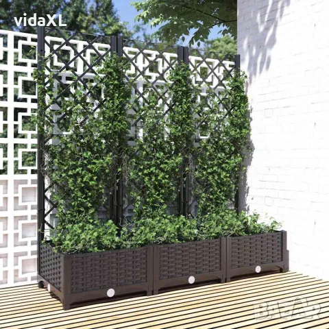 vidaXL Градинска саксия с решетка, черна, 120x40x121,5 см, полипропилен, снимка 2 - Саксии и кашпи - 56146772